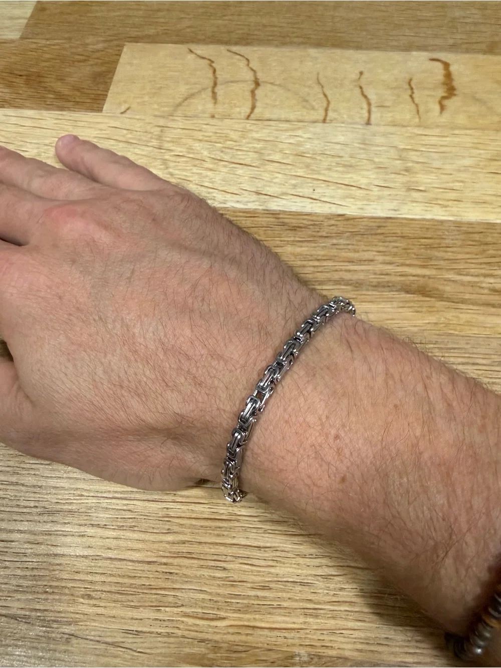 Silver Chain Bracelet for Men - stainless steel Byzantine link